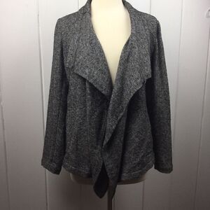 Eileen Fisher Black White Waterfall Cardigan S‎